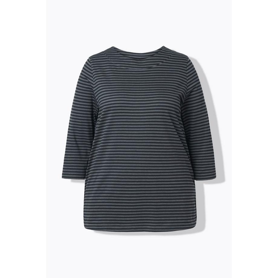 Ulla Popken Ringel A-Linie Stehkragen 3/4-Arm Shirt  