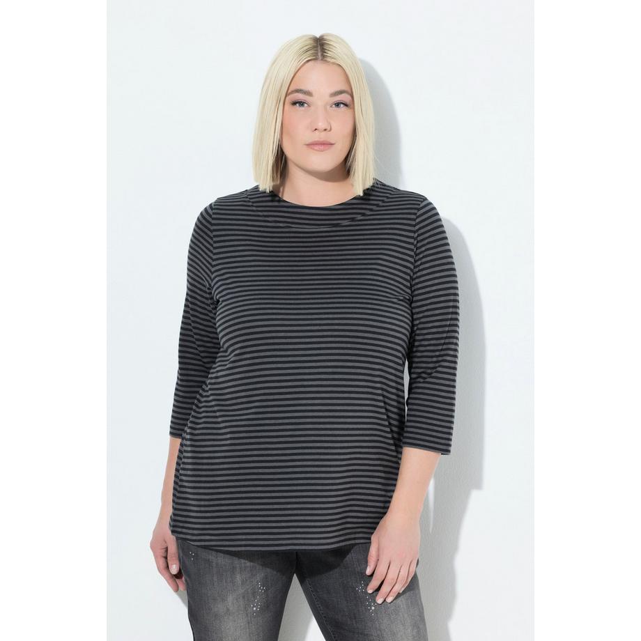 Ulla Popken Ringel A-Linie Stehkragen 3/4-Arm Shirt  