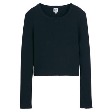 Pull slim à col rond en fine maille côtelée