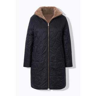 Ulla Popken  Manteau matelassé, doublure en fourrure synthétique, col montant et capuche 