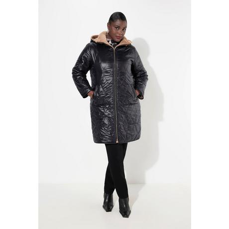 Ulla Popken  Manteau matelassé, doublure en fourrure synthétique, col montant et capuche 