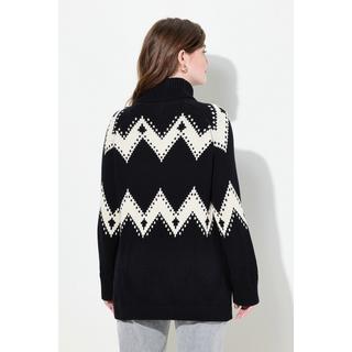 Ulla Popken  Pullover, Fair Isle, Rollkragen, Langarm, Biobaumwolle 