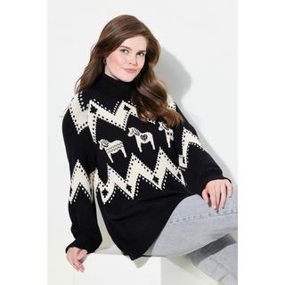 Ulla Popken  Pullover, Fair Isle, Rollkragen, Langarm, Biobaumwolle 