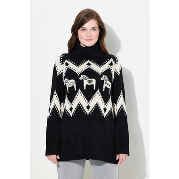 Pullover, Fair Isle, Rollkragen, Langarm, Biobaumwolle