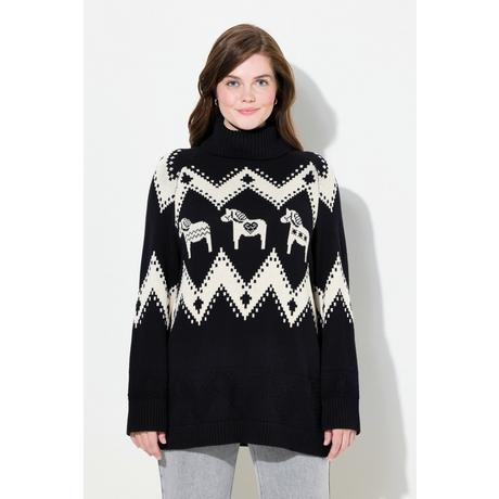 Ulla Popken  Pullover, Fair Isle, Rollkragen, Langarm, Biobaumwolle 