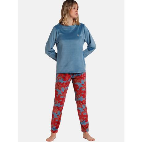 Admas  Pyjama Hose Top Langarm Velours Calentito Luxury 