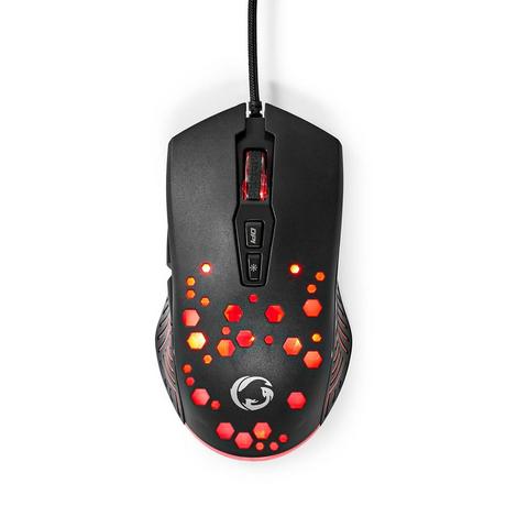 Nedis  Souris de jeu | Filaire | 800 / 1200 / 2400 / 3200 / 4800 / 7200 dpi | DPI réglable | Nombre de boutons : 7 | Boutons programmables | Droitier | 1,50 m | RGB 