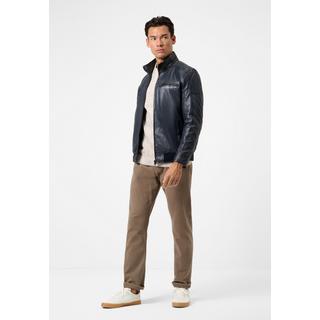 RICANO  Giacca in pelle da uomo Ricma in stile blouson con collo alla coreana 