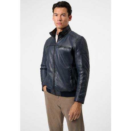 RICANO  Giacca in pelle da uomo Ricma in stile blouson con collo alla coreana 