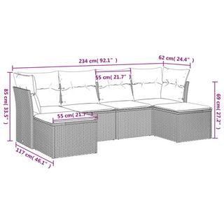 VidaXL Ensemble de canapés de jardin rotin synthétique  