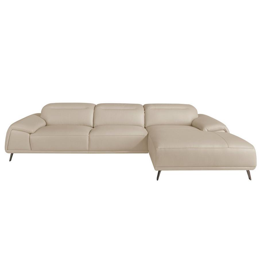 ANGEL CERDA Rechtes Chaiselongue-Sofa in Leder taupe  