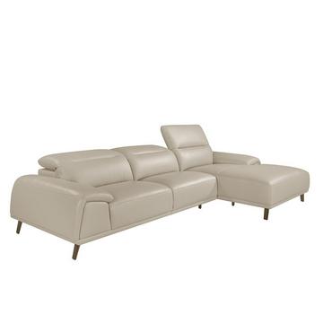 Chaise longue en cuir de vachette taupe