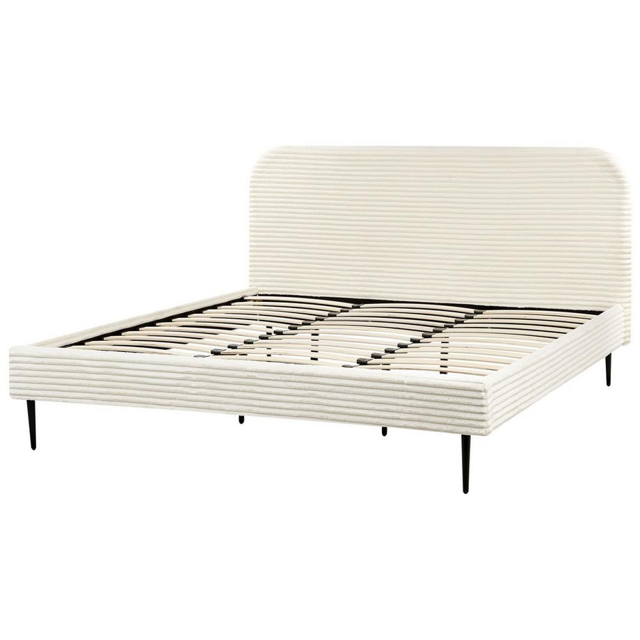 Beliani Lit avec sommier en Velours côtelé Glamour FLAYAT  