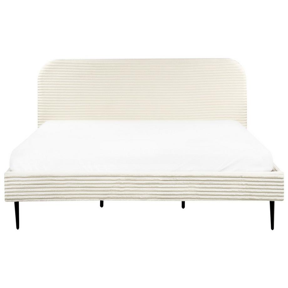 Beliani Lit avec sommier en Velours côtelé Glamour FLAYAT  