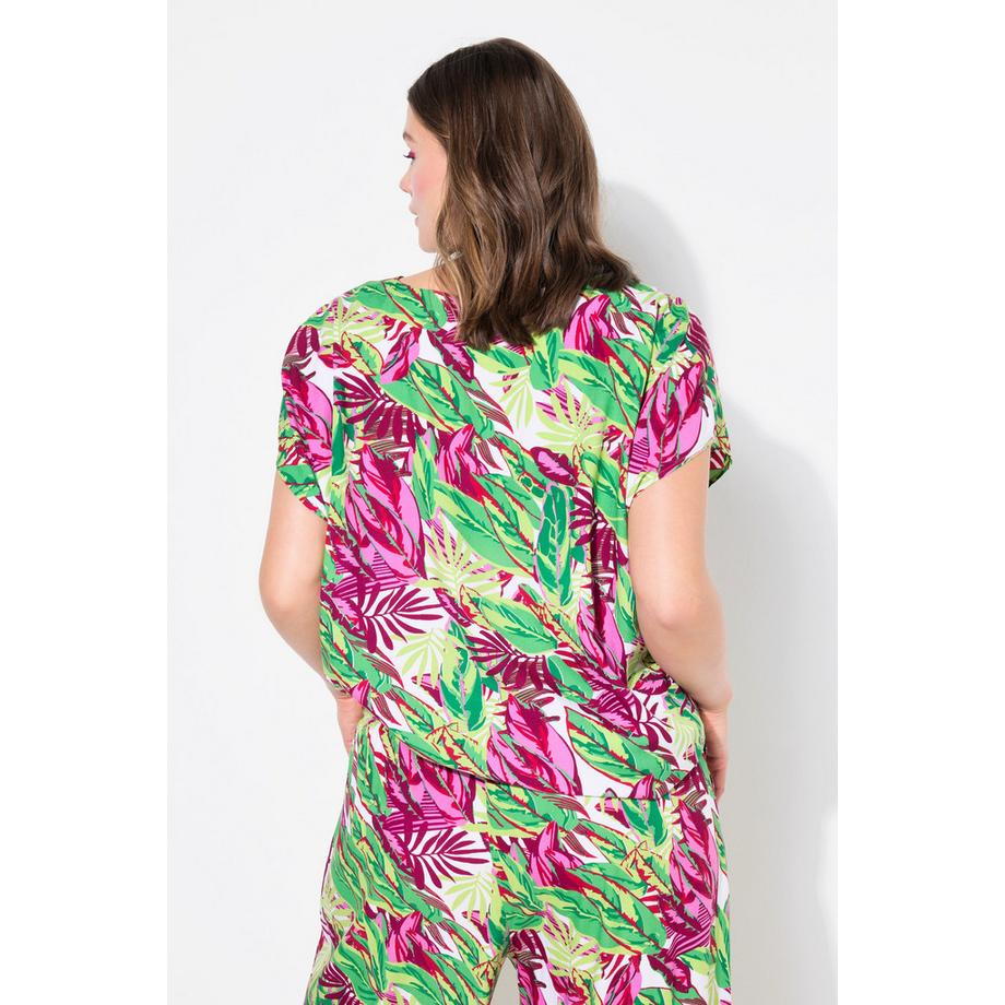 Studio Untold Oversized Blusenshirt Jungle-Print V-Ausschnitt  