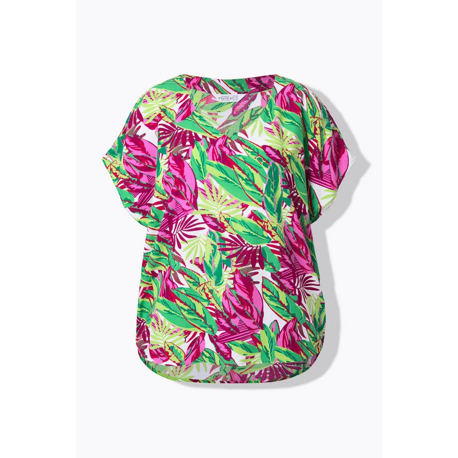 Studio Untold Oversized Blusenshirt Jungle-Print V-Ausschnitt  