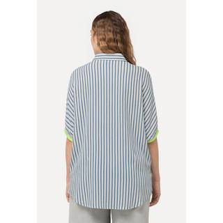 Ulla Popken  Camicia dal taglio oversize in misto lino con collo da camicia e mezze maniche 