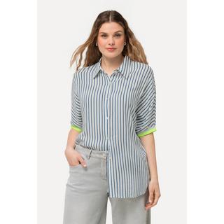 Ulla Popken  Camicia dal taglio oversize in misto lino con collo da camicia e mezze maniche 