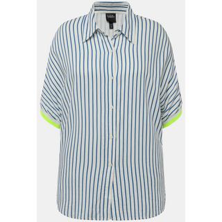 Ulla Popken  Camicia dal taglio oversize in misto lino con collo da camicia e mezze maniche 