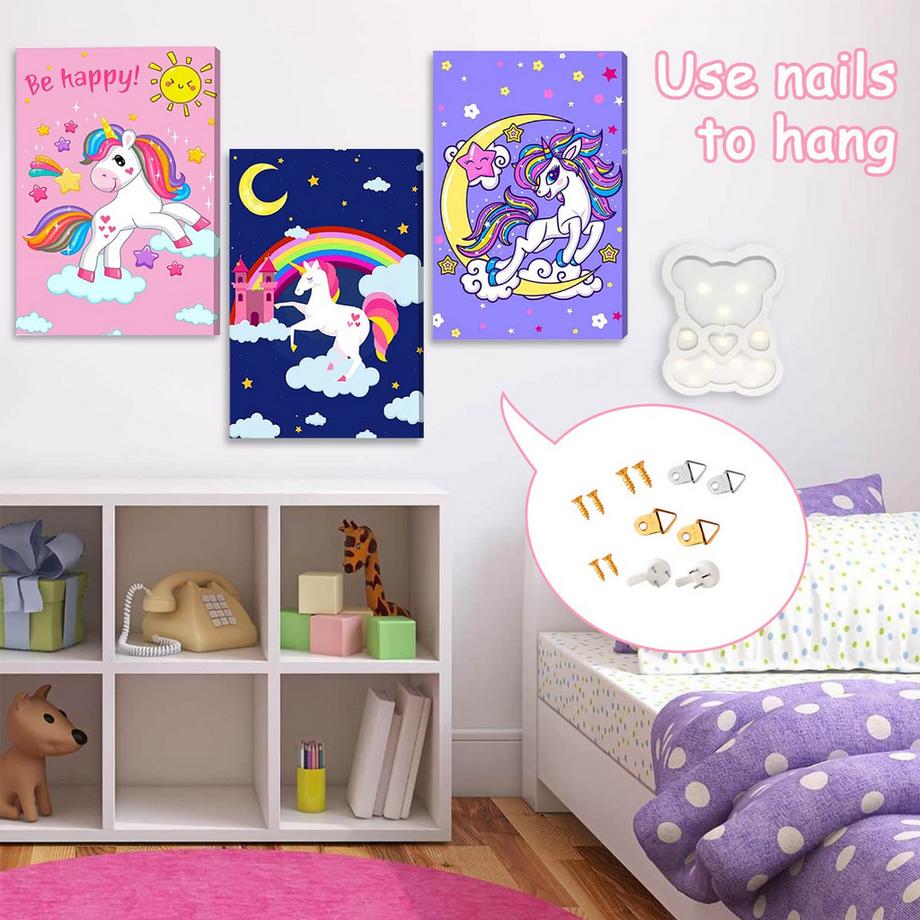 Activity-board  Malen nach Zahlen Kinder Einhorn, Bunte Einhorn Welt, Mädchen Malen nach Zahlen Bastelset mit Pinsel und Acrylfarben 