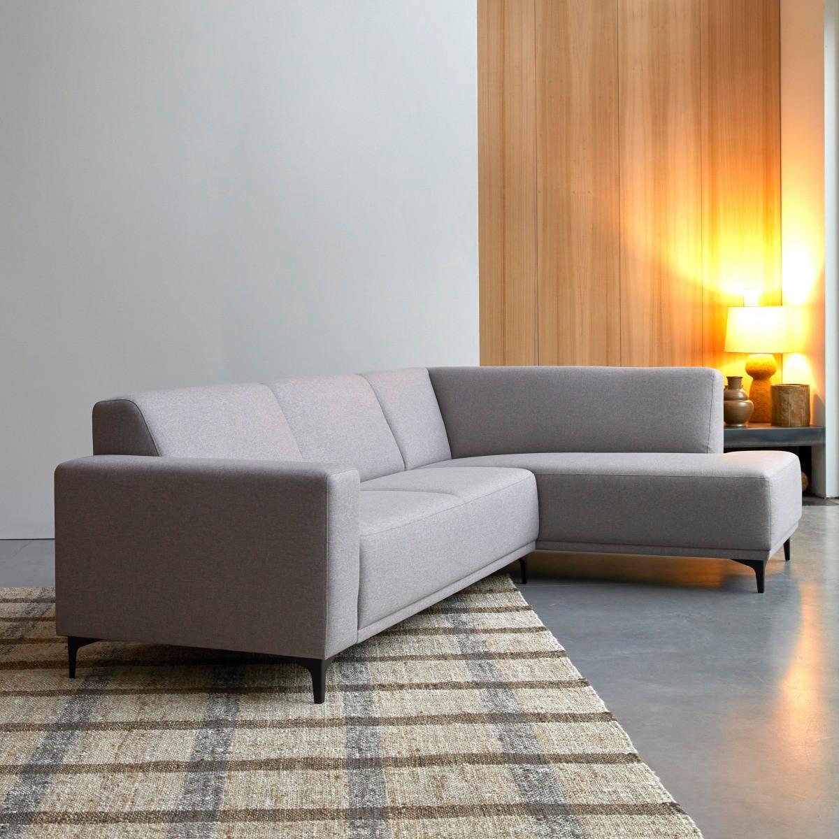 Tikamoon Ecksofa mit Eckelement rechts und taupegrauem Stoffbezug 295 × 185 cm Lars  