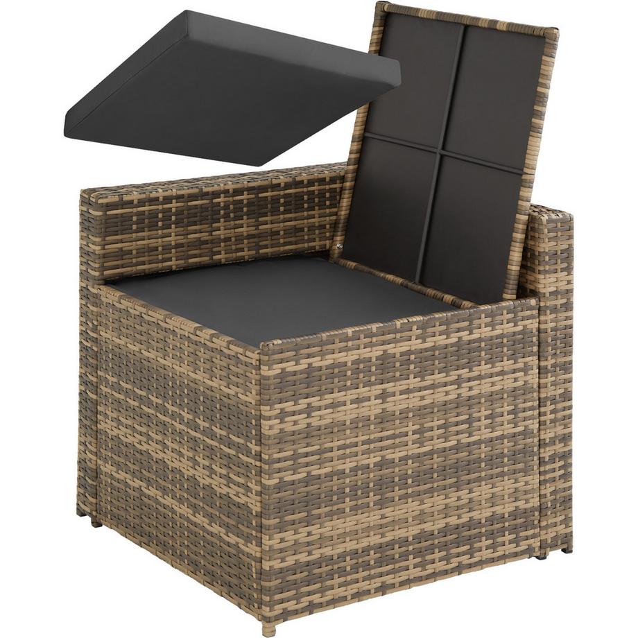 Tectake Rattan Lounge Set 9pcs - Modular UV-Resistant Polyrattan, Outdoor Furniture, Cushions, Weatherproof  