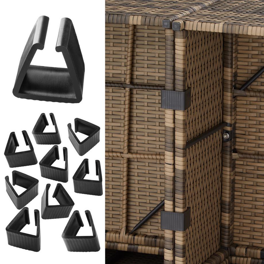 Tectake Rattan Lounge Set 9pcs - Modular UV-Resistant Polyrattan, Outdoor Furniture, Cushions, Weatherproof  