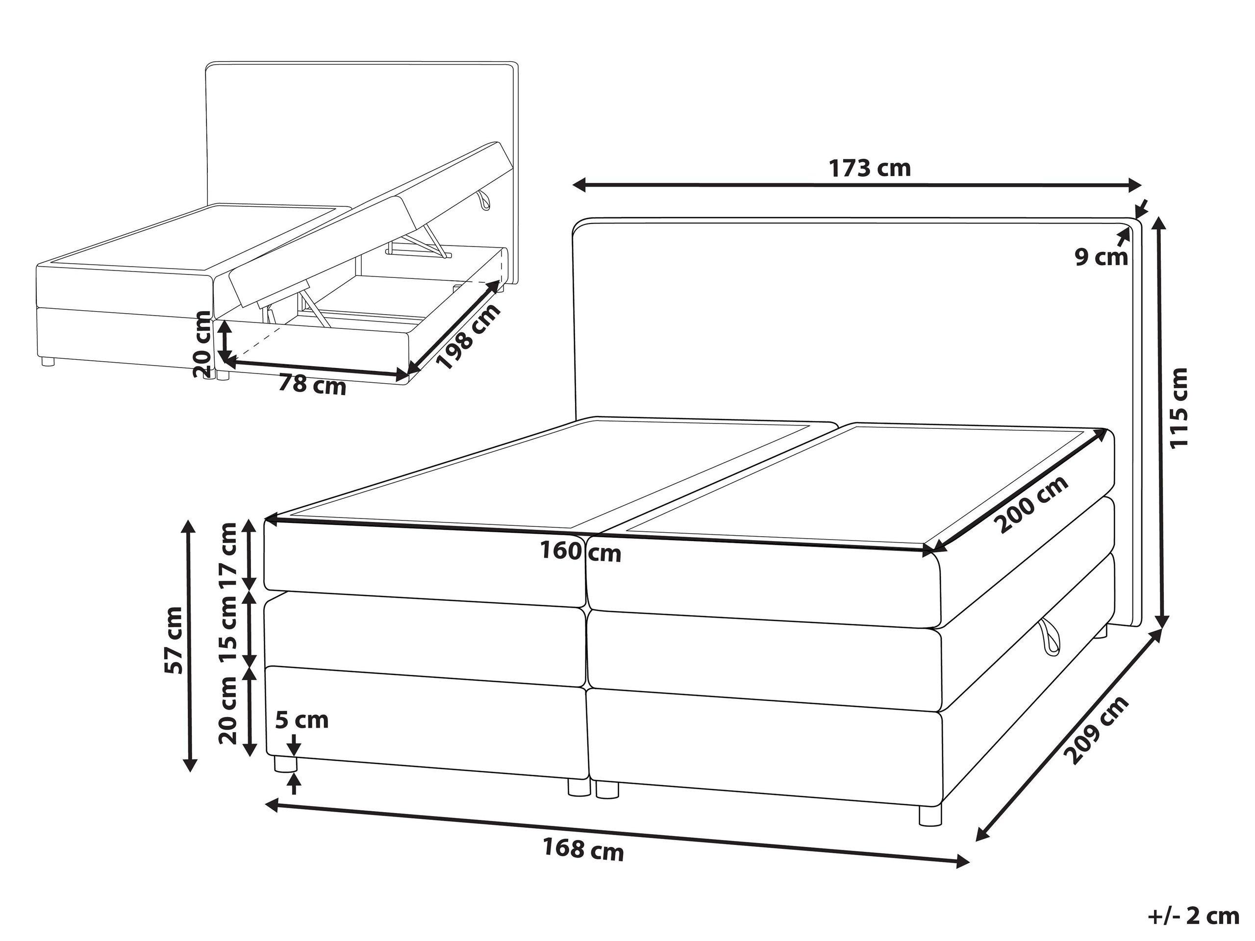 Beliani Boxspringbett aus Polyester Klassisch MINISTER  