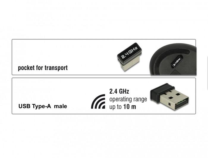 DeLock  12528 mouse Mano destra RF Wireless Ottico 1000 DPI 