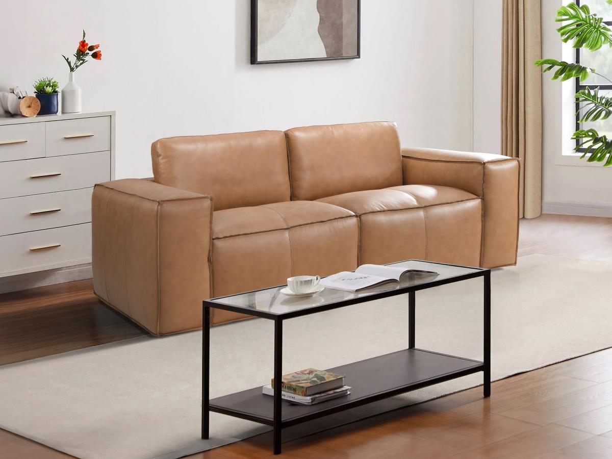 Vente-unique Sofa 3-Sitzer & 2-Sitzer - Leder - Camelfarben - BERGONDI  