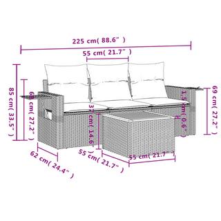 VidaXL set divano da giardino Polirattan  