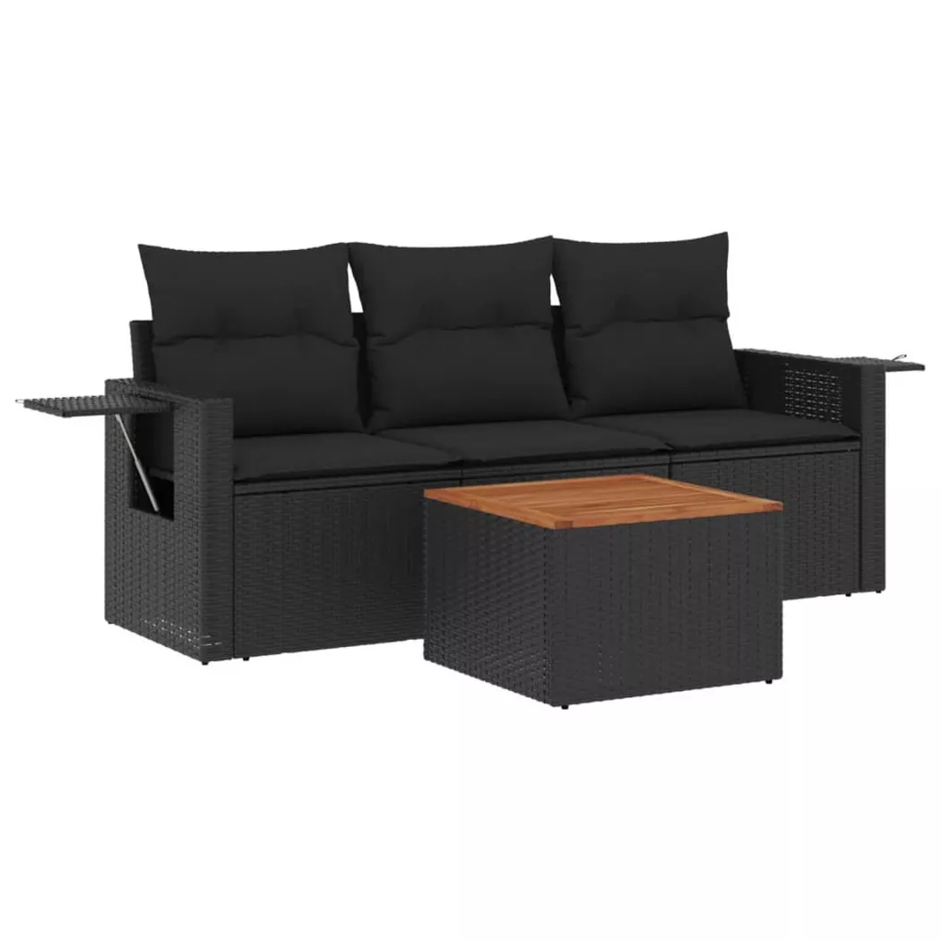 VidaXL - Garten sofagarnitur poly-rattan, One Size, Schwarz
