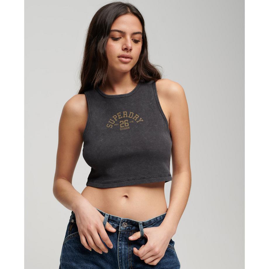 Superdry  kurzes tanktop mit waffelmuster, damen athletic essentials 