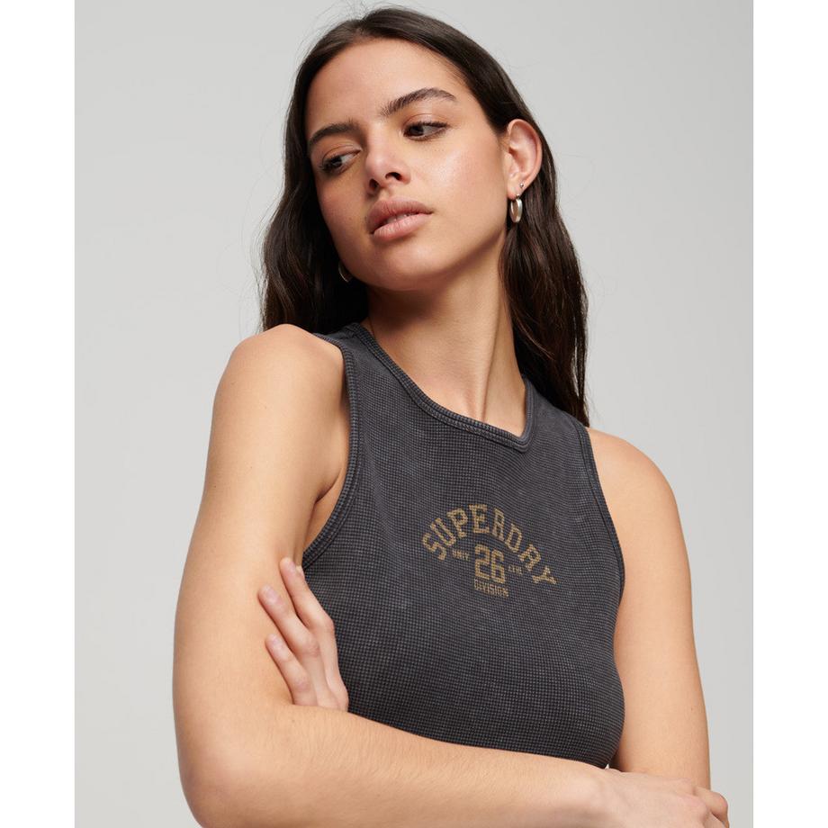 Superdry  kurzes tanktop mit waffelmuster, damen athletic essentials 