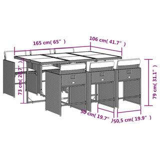 VidaXL Ensemble de salle à manger de jardin rotin synthétique  