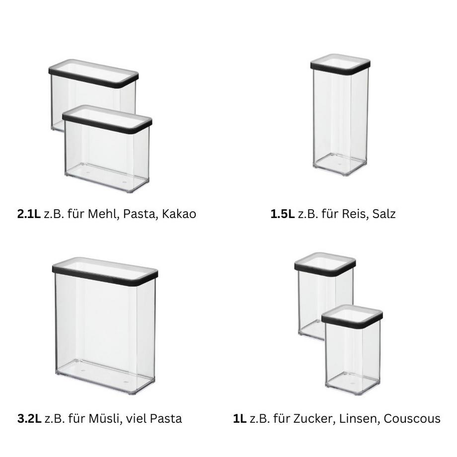 rotho Set de boîtes à provisions LOFT noir (6 pièces)  