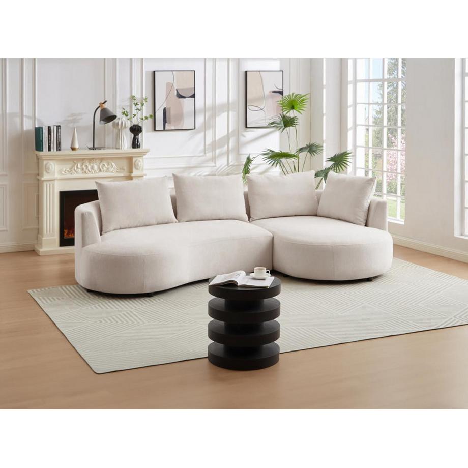 Vente-unique Canapé d'angle droit en velours texturé beige LOUSADO  