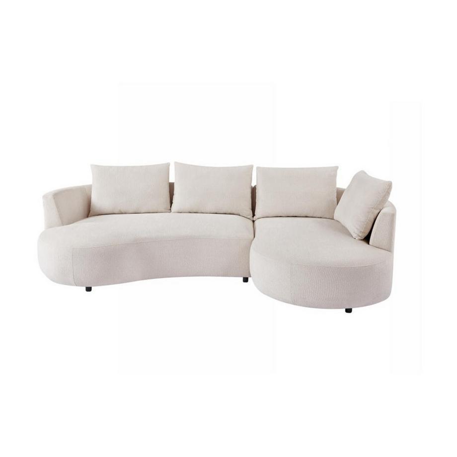 Vente-unique Canapé d'angle droit en velours texturé beige LOUSADO  