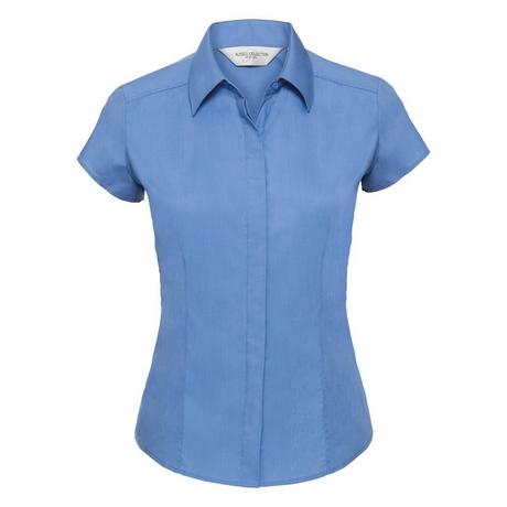 Russell  Collection Easy Care Fitted Poplin Bluse, kurzarm 