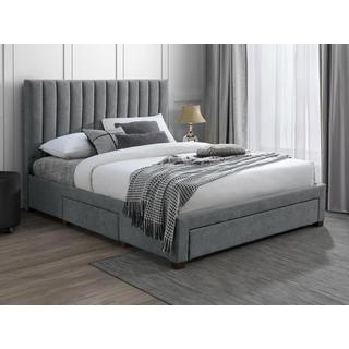 Vente-unique Letto con 3 cassetti 160 x 200 cm Tessuto Grigio - LIAKO  