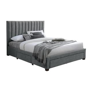 Vente-unique Letto con 3 cassetti 160 x 200 cm Tessuto Grigio - LIAKO  