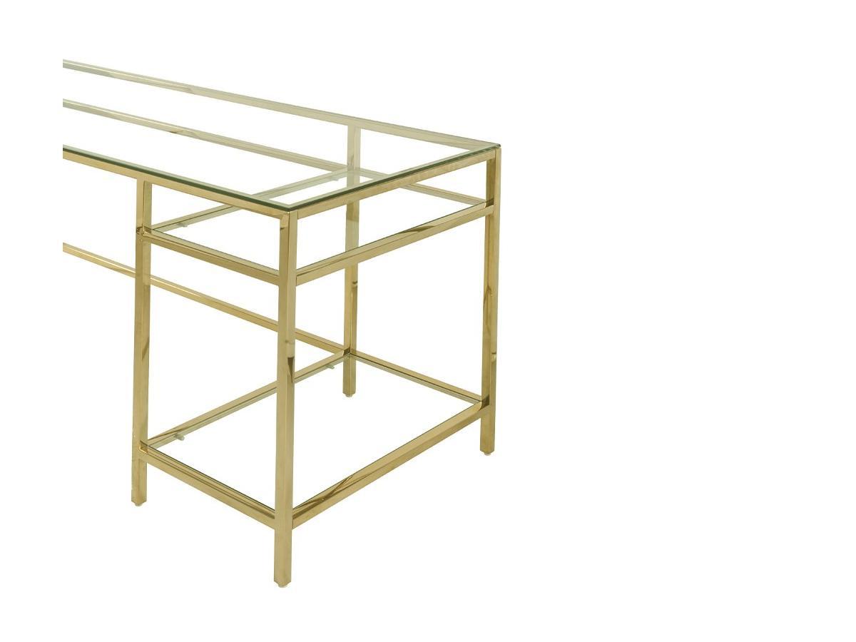 Vente-unique Schreibtisch mit 2 Ablagen Glas Stahl Goldfarben TIZIO  
