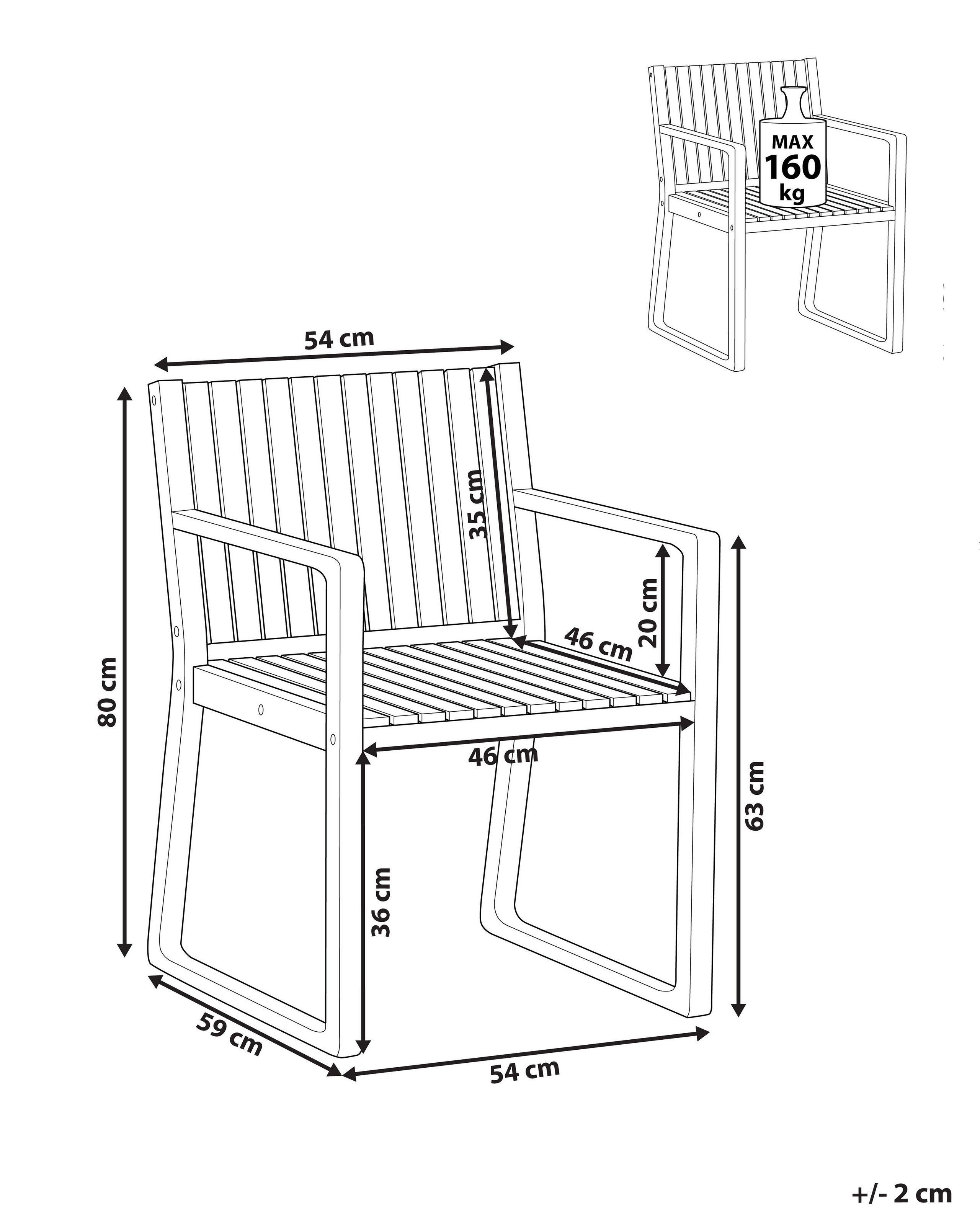 Beliani Chaise de jardin en Acacia Rustique SASSARI  