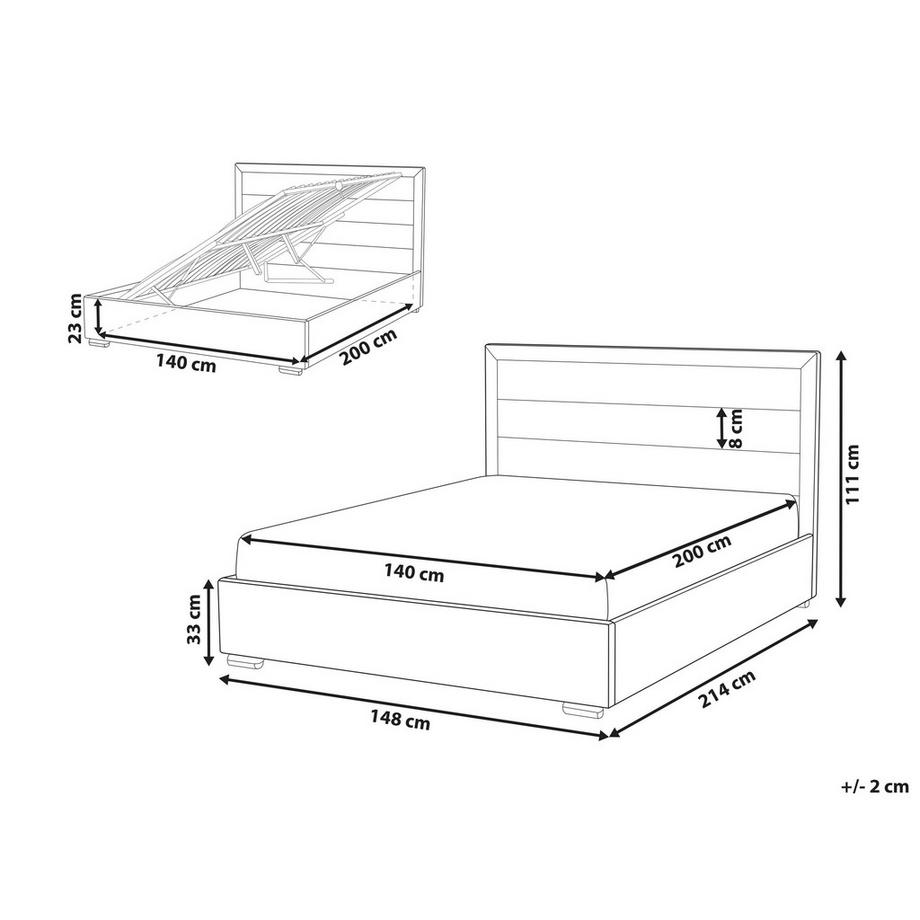 Beliani Lit ottoman en Tissu Moderne ROUEN  