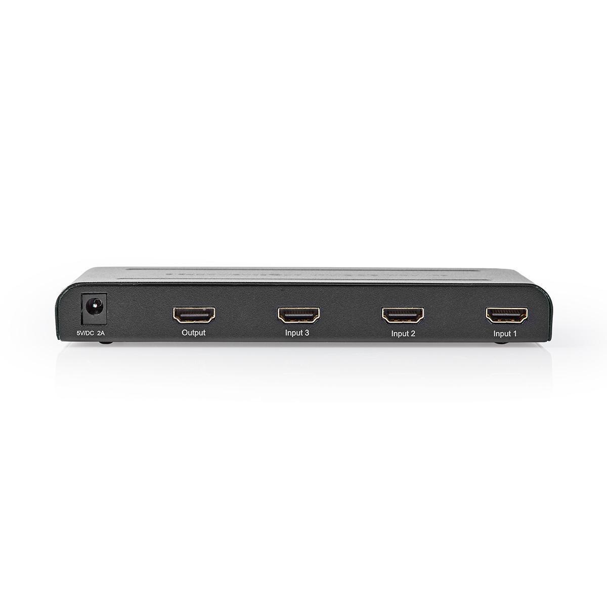 Nedis  Commutateur HDMI™ | Port(s) 3 ports | 3x HDMI™ Input | 1x HDMI™ Output | 4K@60Hz | 18 Gbps | Télécommande | Métal | Anthracite 