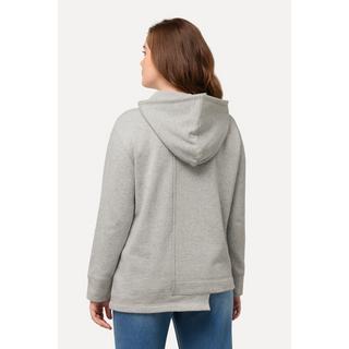 Ulla Popken  Sweat-shirt à capuche en coton bio. Fermeture à glissière et manches longues. 