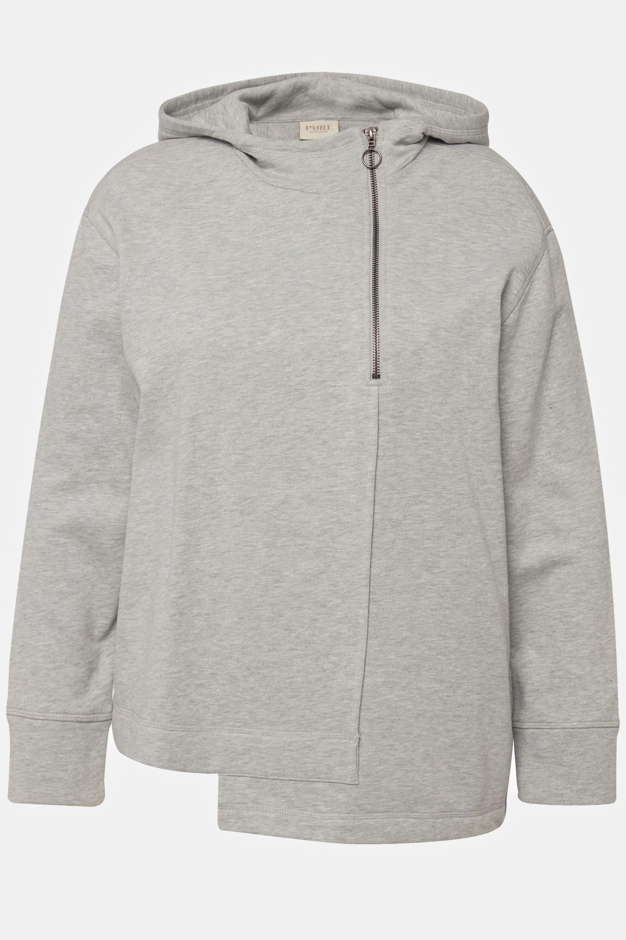 Ulla Popken  Hoodie, Zipper, Kapuze, Langarm, Biobaumwolle 