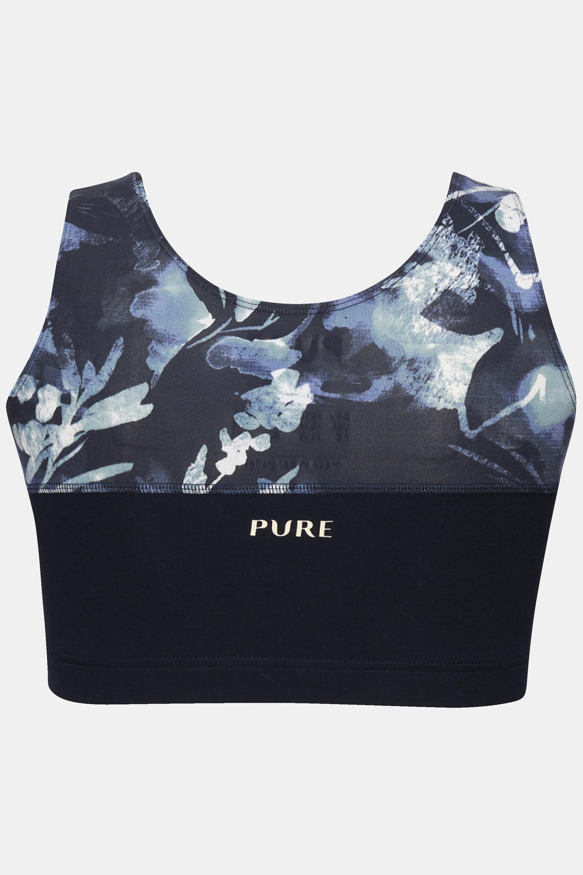 Ulla Popken  Bustier, Blätter, Rundhals, Biobaumwolle 