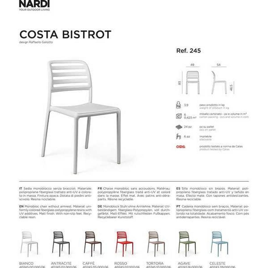 NARDI outdoor Sedia da giardino Costa Bistrot nera  