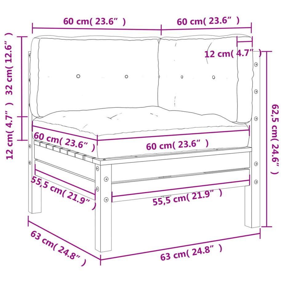 VidaXL Canapé de jardin bois de pin  